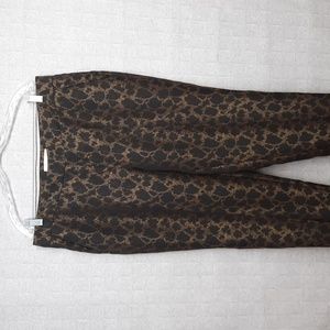 Chico's Metallic Gold and Black Splatter Pattern Ankle Pants